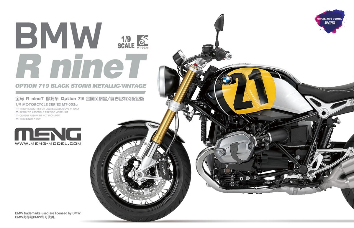 1/9 BMW R NINE T OPT. 719 BLACK STORM MET./VINTAGE MT-003U