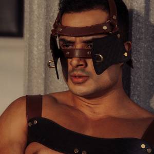 Liebe Seele - Leren Blinders met Mondknevel - Zwart, Bruin & Goud