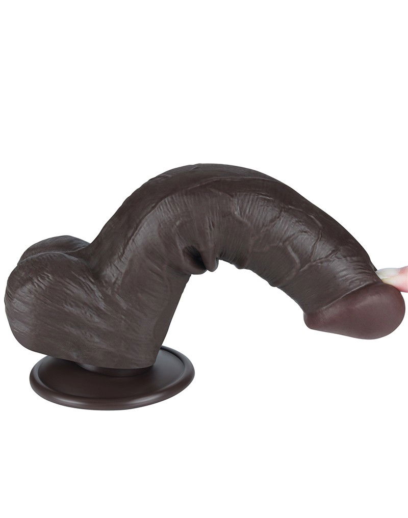 LoveToy - Glijdende Huid Dildo 20,8 cm (Ø 4 cm) - Zwart
