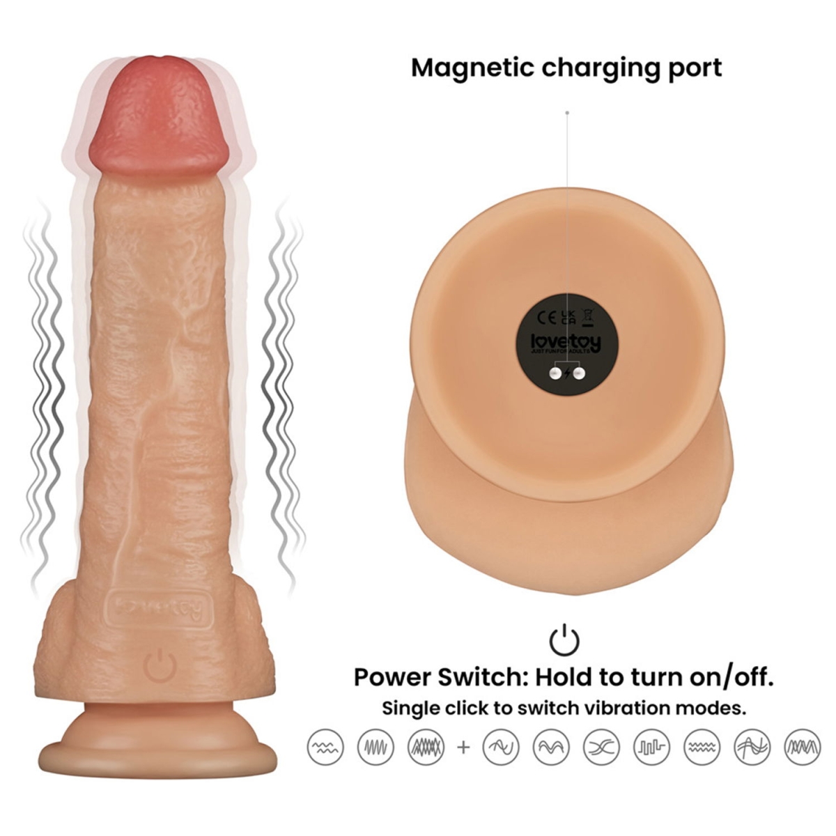 LoveToy - Ingen - Vibrating Enhanced Strap-on Set 8"/ 20 cm - Maat L/XL/2XL - Nude