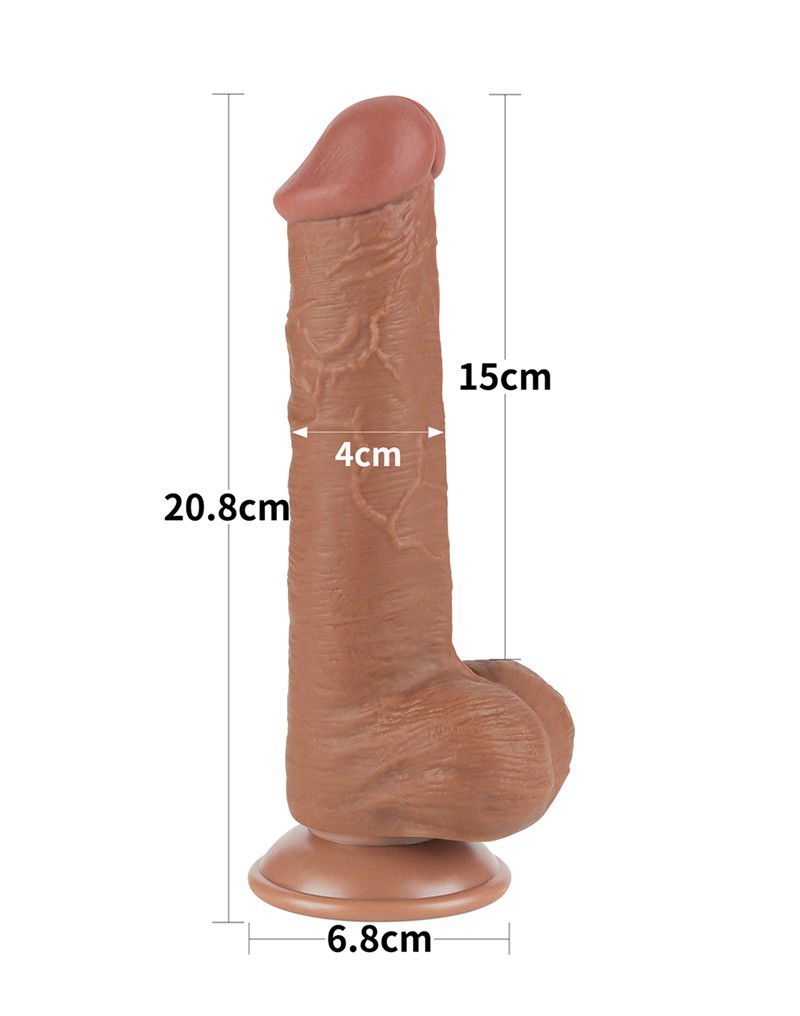 LoveToy - Sliding Skin Dildo 20,8 cm (Ø 4 cm) - Bruin