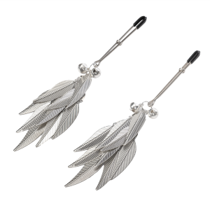 Rimba Bondage Play - Tepelklemmen met Veren - Zilver