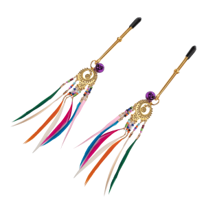 Rimba Bondage Play - Tepelklemmen met veren - Multicolor