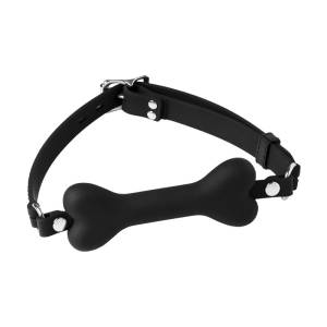 Rimba Latex Play - Mondknevel met hondenbot - Zwart