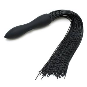 Rimba Latex Play - Zweep met vibrerende dildo - Zwart