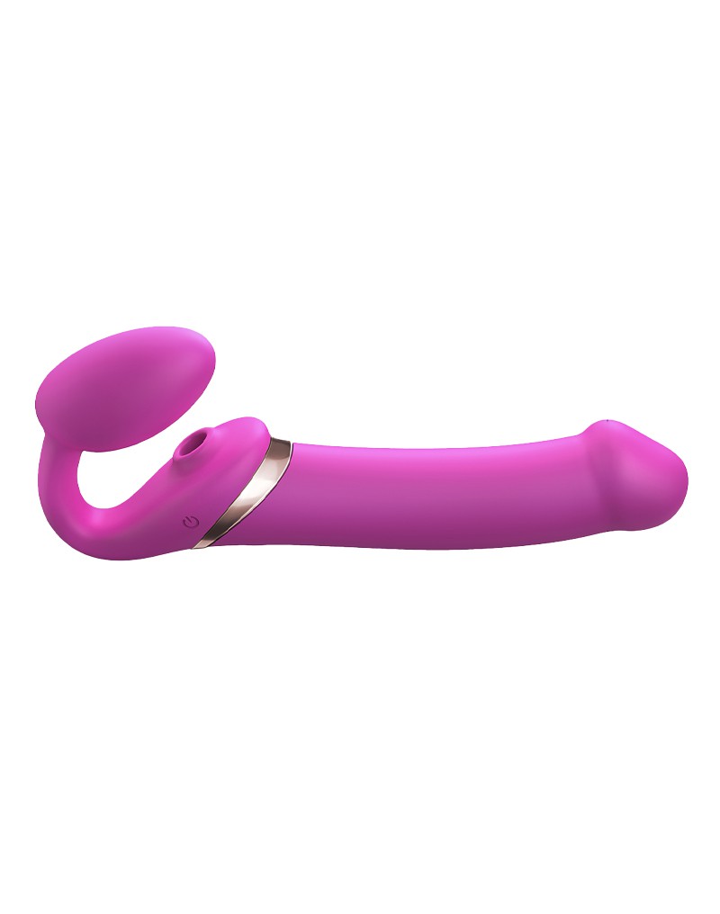 Strap-On-Me - Multi Orgasm - Strap-On Vibrator met Lik Stimulator Maat L - Roze