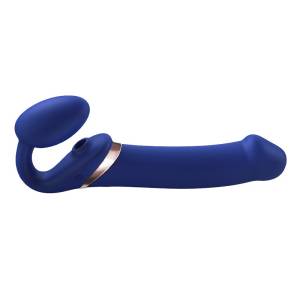 Strap-On-Me - Multi Orgasm - Strap-On Vibrator met Lik Stimulator Maat M - Blauw