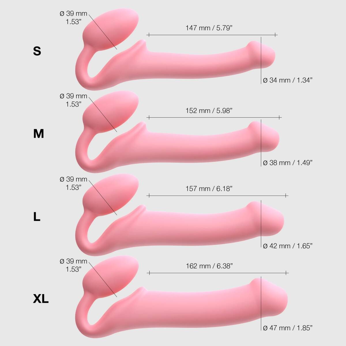 Strap-On-Me - Semi-Realistische Buigbare Strap-On Dildo Maat L - Roze