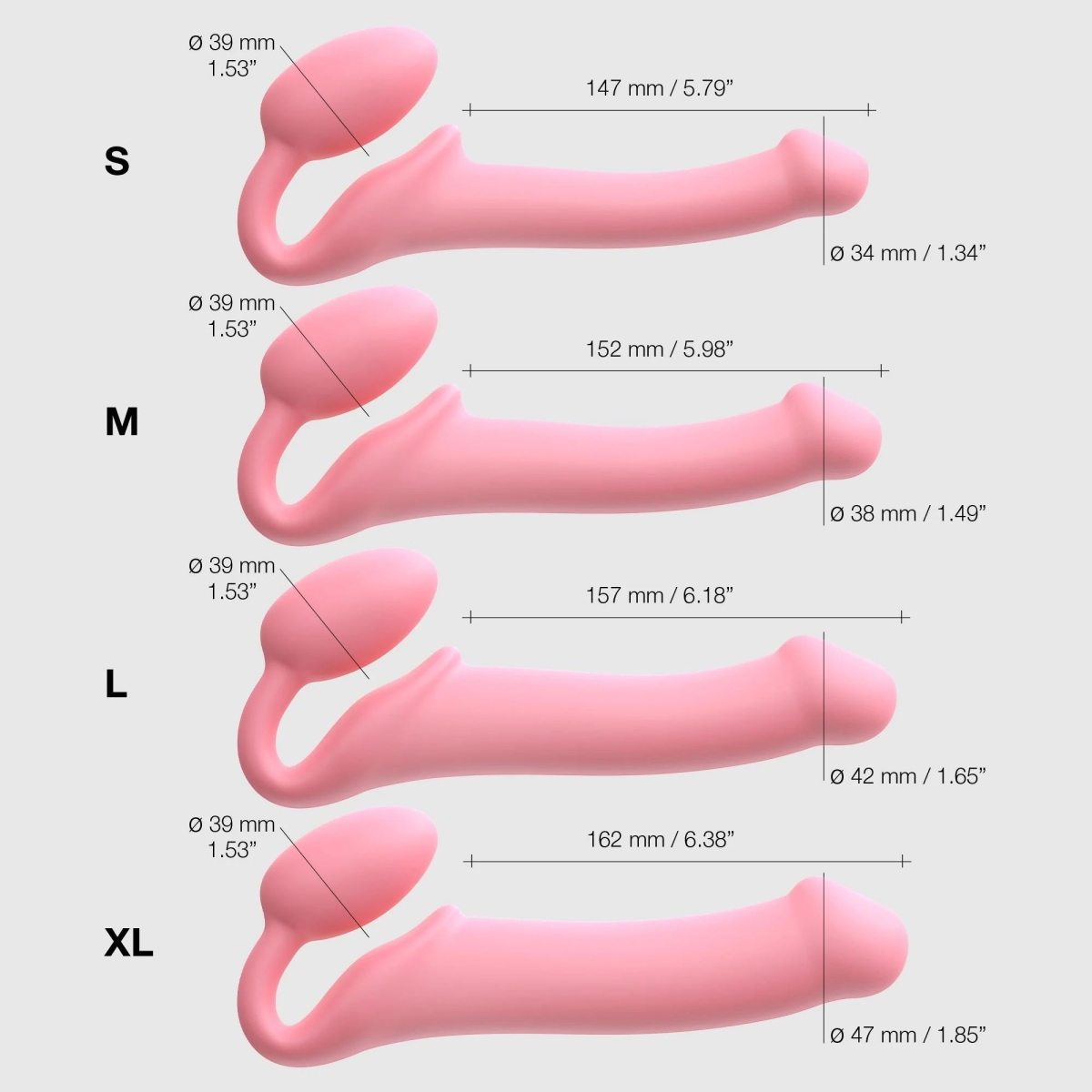 Strap-On-Me - Semi-Realistische Buigbare Strap-On Dildo Maat S - Roze