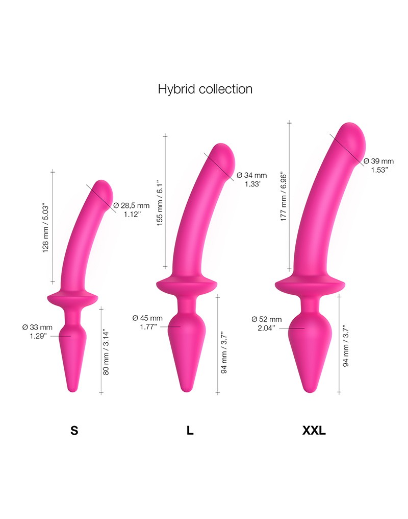 Strap-On-Me - Semi-Realistische Switch Plug-In - 2-in-1 Dildo & Butt Plug Maat L - Roze